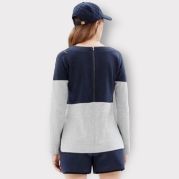 Madewell Crosswalk Pullover Sweatshirt Gray Heather Navy Medium - Picture 7 of 7